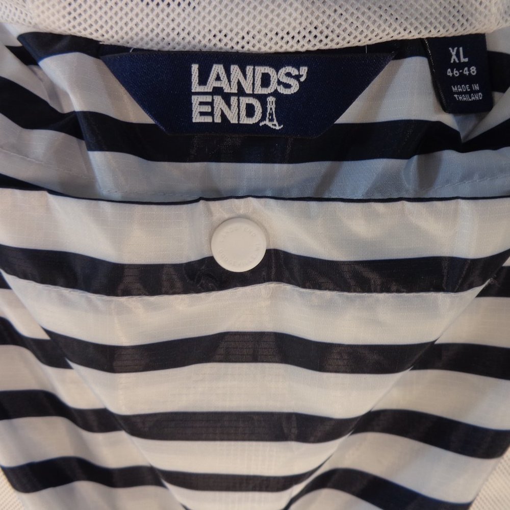 LANDS' END MEN'S STRIPED HOODED RAINCOAT SZ XL NAVY WHITE - Picture 6 of 6